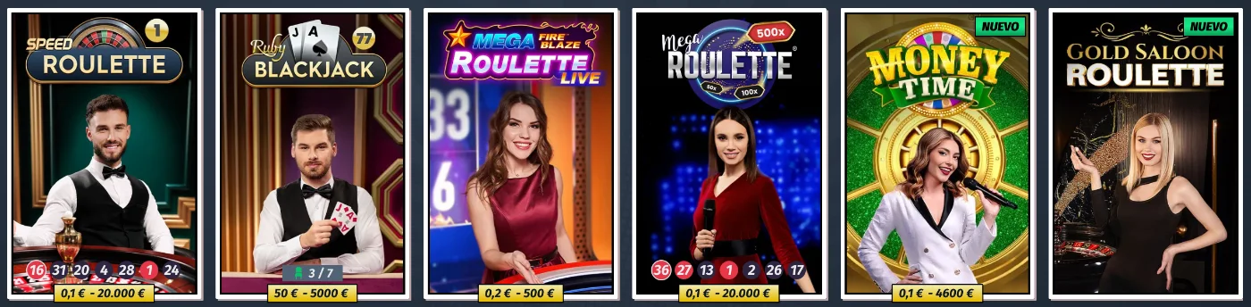 Juegos de casino en vivo con crupier en AllySpin